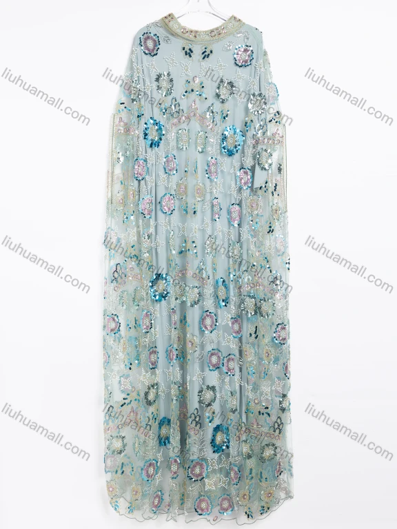 Wholesale Women's Elegant Beaded Floral Embroidered Evening Gown Two-Piece Set #CJ643
