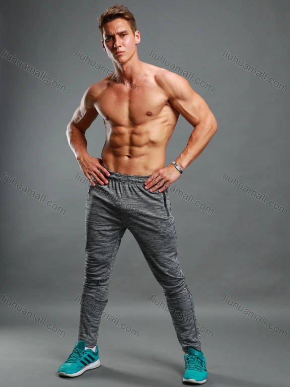 Wholesale Men's Athletic Workout Elastic Waist Zipper Pockets Ankle Length Gym Running Pants K602#