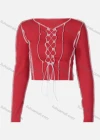 Wholesale Women's Sexy Plain Lace Up Long Sleeve Blouse - Liuhuamall