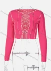 Wholesale Women's Sexy Plain Lace Up Long Sleeve Blouse - Liuhuamall