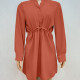 Women's Casual Long Sleeve Mock Neck Button Down Shirt Dress 18# Clothing Wholesale Market -LIUHUA