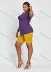 Wholesale Women's Casual Plain Ruched Short Sleeve V Neck Button Front Daily Top - Liuhuamall