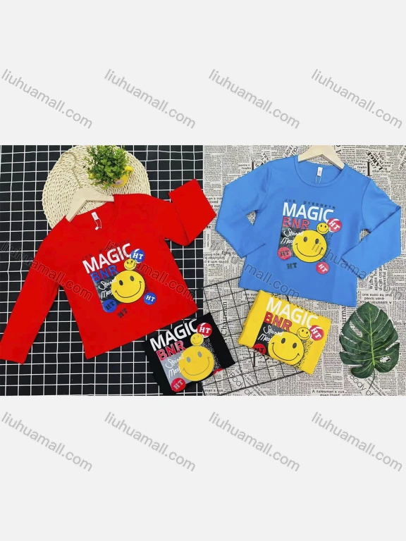 Wholesale Boy's Comfy Long Sleeve Letter Cartoon Graphic T-Shirt