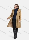 Wholesale Women's Casual Lapel Double Breasted Mid Length Trench Coat With Belt - Liuhuamall
