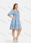 Wholesale Women's Square Neck Puff Sleeve Plain Shirred Ruffle Trim Casual Dress - Liuhuamall