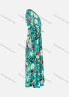 Wholesale Women's Casual Elegant V Neck Floral Print Butterfly Sleeve Lace Up Shirred Maxi Dress Y20032# - Liuhuamall