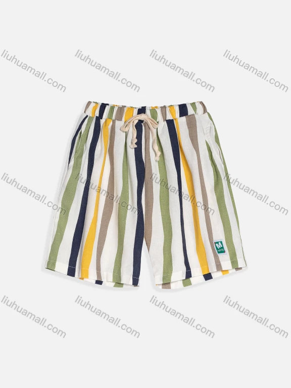Wholesale Kid's Casual Striped Slant Pockets Drawstring Shorts MB21BKZ494#