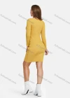 Wholesale Women's Casual Long Sleeve Scoop Neck Button Front Ribbed Slim Fit Pencil Knit Short Dress 2117# - Liuhuamall