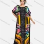 Wholesale Women's African Bat Sleeve Plus Size Floral Splicing Print Rhinestone Trim Maxi Kaftan Dress With Turban SB-59-642# preview