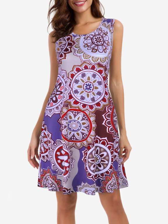 Women's Floral Print Tank Short Dress B07DWQ1682#, Clothing Wholesale Market -LIUHUA, dresses