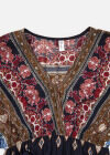 Wholesale Women's Folkloric Short Sleeve V-Neck Vintage Print Maxi Dress - Liuhuamall