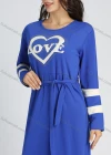 Wholesale Women's Casual Long Sleeve Round Neck Splicing Letter Print A-line Maxi Dress - Liuhuamall