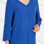 Wholesale Women's V Neck Adjustable Three Quarter Sleeve Ruched Plain Blouse A1625-0919# preview