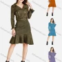 Wholesale Women's Lapel Zipper Crop Suede Jacket With A-Line Ruffle Hem Skirt 2 Piece Set preview
