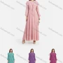 Wholesale Women's Chiffon Plain Long Sleeve Round Neck High Waist Maxi Dress With Cape preview