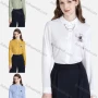 Wholesale Women's Casual Shirt Collar Poet Sleeve Floral Chain Decoration Button Closure Shirt preview