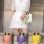 Wholesale Women's Casual Plain Lapel Button Front Asymmetrical Hem Short Dress preview