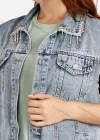 Wholesale Women's Slogan Letter Rhinestone Pearl Decor Denim Vest Jacket & High-Waisted Skinny Jeans Set - Liuhuamall
