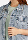 Wholesale Women's Slogan Letter Rhinestone Pearl Decor Denim Vest Jacket & High-Waisted Skinny Jeans Set - Liuhuamall
