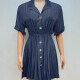 Women's Casual Lapel Short Sleeve Button Down Plain Pleated Shirt Dress 5# Clothing Wholesale Market -LIUHUA