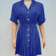 Women's Casual Lapel Short Sleeve Button Down Plain Pleated Shirt Dress 7# Clothing Wholesale Market -LIUHUA