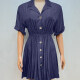 Women's Casual Lapel Short Sleeve Button Down Plain Pleated Shirt Dress 8# Clothing Wholesale Market -LIUHUA