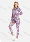 Wholesale Women's Fall Crop Hooded Jacket&Skinny Pants Floral Print Set - Liuhuamall