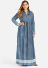 Wholesale Women's Plus Size Long Sleeve Button Front Denim Maxi Dress - Liuhuamall