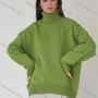 Wholesale Women's Casual High Neck Long Sleeve Plain Pullover Sweater preview