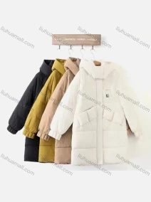 Wholesale Women's Casual Thermal Hooded Plain Mid Length Puffer Coat 2302#, LIUHUA CLOTHING WHOLESALE