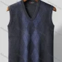 Wholesale Men's Casual V Neck Sleeveless Argyle Print Knit Sweater Vests preview