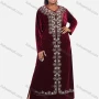 Wholesale Women's African Oversized Floral Modest Velvet Abaya Muslim Embroidery Long Sleeve Maxi Dress preview