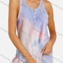 Wholesale Women's Casual Tie Dye Notched Neck Button Tank Top & Drawstring Shorts Set preview