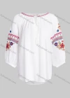 Wholesale Women's Casual Vintage Floral Embroidery Tie Neck Long Sleeve Blouse - Liuhuamall