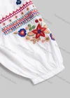 Wholesale Women's Casual Vintage Floral Embroidery Tie Neck Long Sleeve Blouse - Liuhuamall