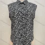 Wholesale Women's Stand Collar Sleeveless Allover Print Buttons Ruffle Detail Curved Hem Casual Shirt preview