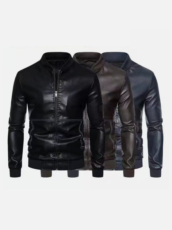 Men's Fashion Moto Stand Collar Zipper Leather Jacket, Clothing Wholesale Market -LIUHUA, leather%20jackets