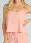 Wholesale Women's Casual Plain Spaghetti Strap Cami Crop Top & Drawstring Wide Leg Capris Pants Set - Liuhuamall