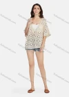 Wholesale Women's Casual V Neck Half Sleeve Hollow Out Button Front Cover Up Cardigan 67037# - Liuhuamall