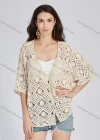 Wholesale Women's Casual V Neck Half Sleeve Hollow Out Button Front Cover Up Cardigan 67037# - Liuhuamall