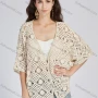 Wholesale Women's Casual V Neck Half Sleeve Hollow Out Button Front Cover Up Cardigan 67037# preview