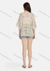 Wholesale Women's Casual V Neck Half Sleeve Hollow Out Button Front Cover Up Cardigan 67037# - Liuhuamall