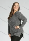 Wholesale Women's Elegant Round Neck Long Sleeve Sequin Appliques Embroidery Slit Hem Knit Top - Liuhuamall