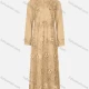 Wholesale Women's Stand Collar Long Sleeve Zipper Layered Floral Embroidered Pearl Appliques Rhinestone Maxi Dress Champagne Clothing Wholesale Market Liuhua