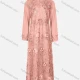 Wholesale Women's Stand Collar Long Sleeve Zipper Layered Floral Embroidered Pearl Appliques Rhinestone Maxi Dress Melon Clothing Wholesale Market Liuhua