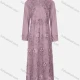 Wholesale Women's Stand Collar Long Sleeve Zipper Layered Floral Embroidered Pearl Appliques Rhinestone Maxi Dress Medium Purple Clothing Wholesale Market Liuhua