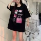 Wholesale Women's Casual Round Neck Graphic Drop Shoulder Rhinestone Decor Short Sleeve Tee With Kerchief 0677-1# Black Clothing Wholesale Market Liuhua