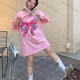 Wholesale Women's Casual Round Neck Butterfly Rhinestone Short Sleeve Tee With Kerchief 0677-2# Pink Clothing Wholesale Market Liuhua