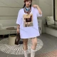 Wholesale Women's Casual Round Neck Graphic Drop Shoulder Beaded Decor Short Sleeve Tee With Kerchief 0677-3# White Clothing Wholesale Market Liuhua