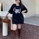 Wholesale Women's Casual Round Neck Animal Print Pearl Decor Short Sleeve Drop Shoulder Tee 0677-6# Black Clothing Wholesale Market Liuhua